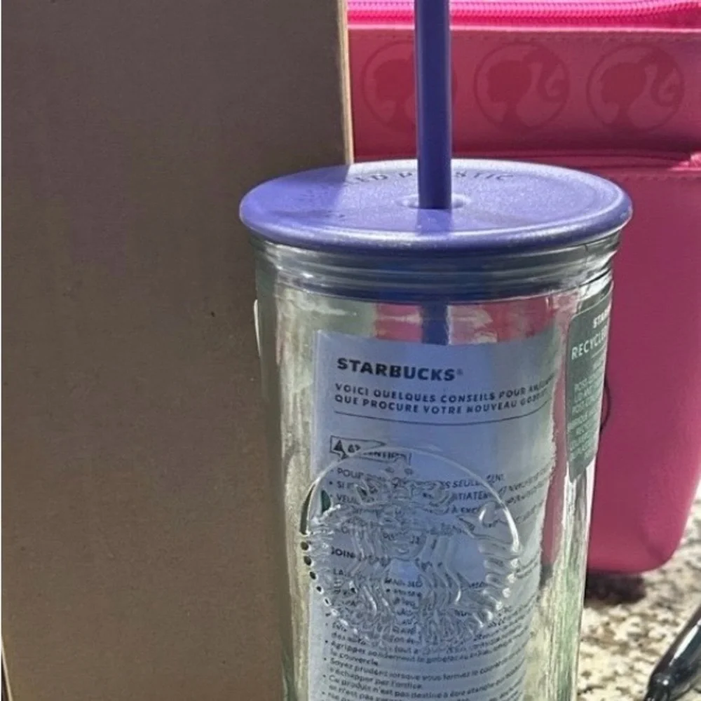 Starbucks Clear Glass Drinking Tumbler with Embossed Vertical Logo - Picture 3 of 3